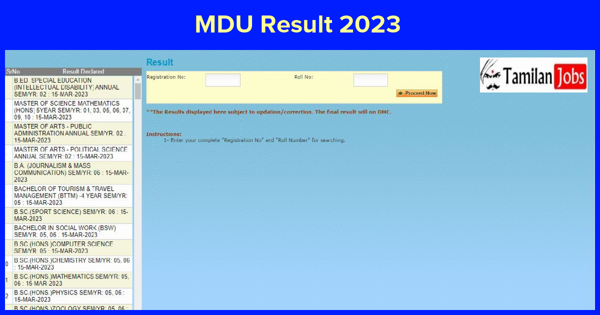 MDU Result 2023 