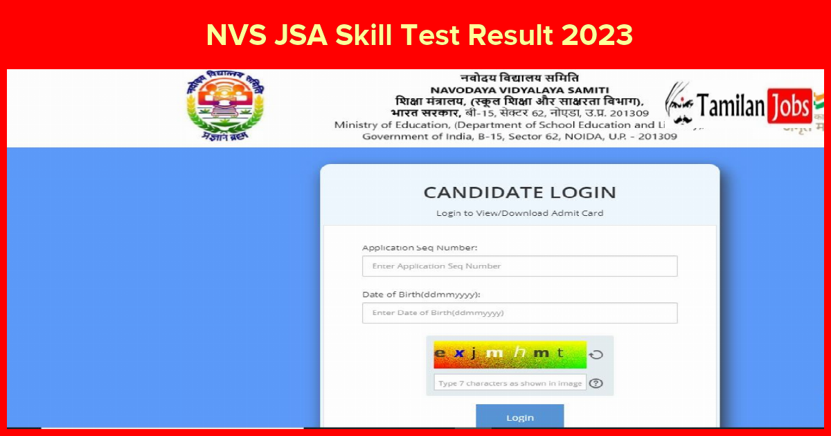 NVS JSA Skill Test Result 2023