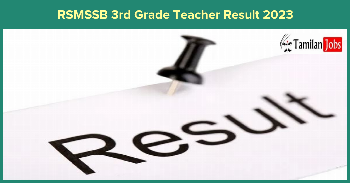 RSMSSB 3rd Grade Teacher Result 2023